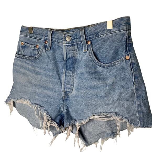 Levi’s 501 High Rise Cutoff Denim Jean Shorts Button Fly 29 - Picture 2 of 8